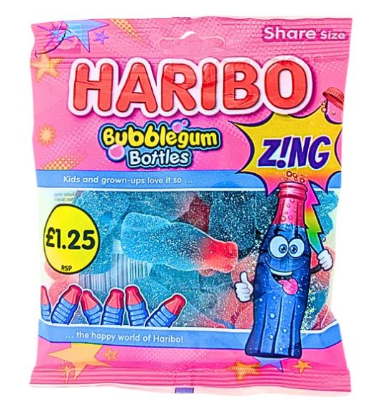 Haribo Fizzy Bubblegum Bottles UK - 140g Regular price $4.99