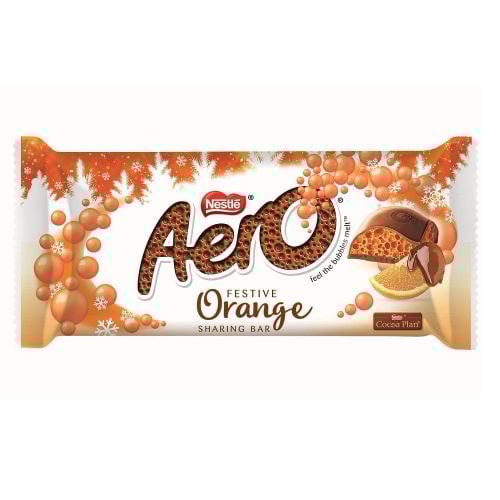 British Nestle Aero Orange Festive Block 100g